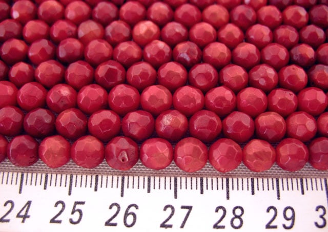 サンゴ（珊瑚） 連販売 ラウンドカット 約6mm 真紅（染色