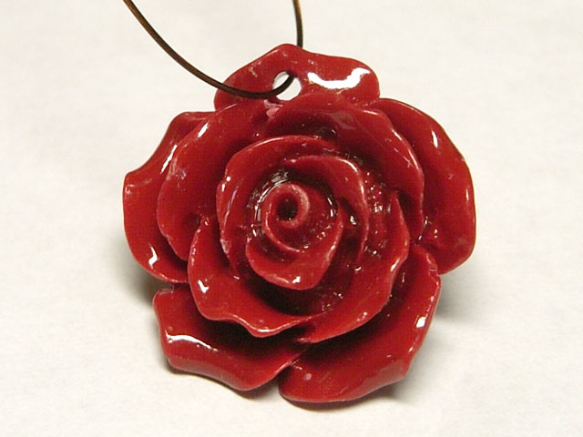 珊瑚（練り） 薔薇型パーツ トップ用 レッド 約20×8mm 【5個