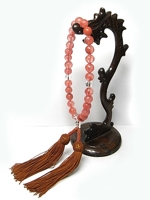 数珠 チェリークオーツと水晶の念珠 男女共用 仏具 仏教 | 念珠 | B