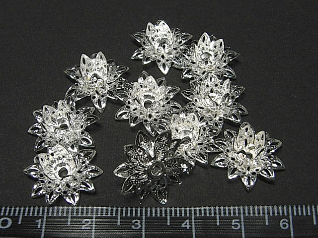 透かしパーツ アクセサリーパーツ 蓮 古代銀 約16×8mm （10個セット 