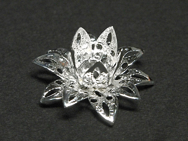 透かしパーツ アクセサリーパーツ 蓮 古代銀 約16×8mm （10個セット 