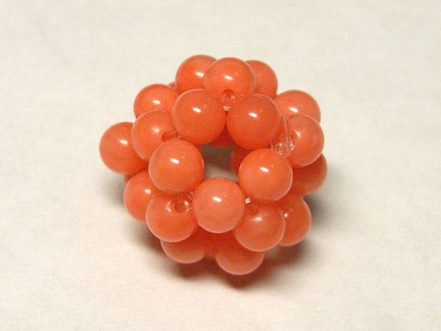 珊瑚ビーズボール橙色 約13mm 【1個】 さんご サンゴ コーラル 山珊瑚