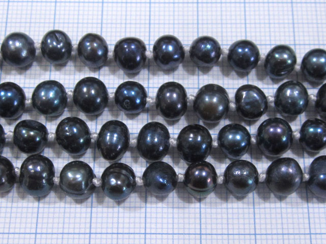 淡水パール ロングネックレス ポテト ブラック 約115cm 淡水真珠  