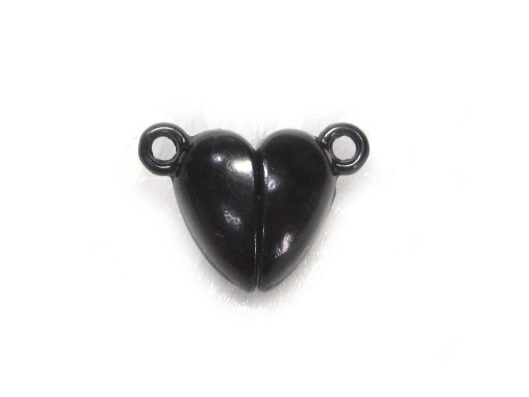 マグネットクラスプ ハート ブラック 約12×9mm 【10個販売