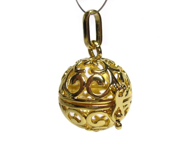 アロマペンダントトップ ハート彫刻 ゴールド 全長約35mm 容器内径約