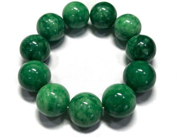 アクセサリー　翡翠 天然石 緑色系マーブル模様 ブレスレット 翡翠 ブレスレット ラウンド マーブル グリーン 約18～19mm 緑
