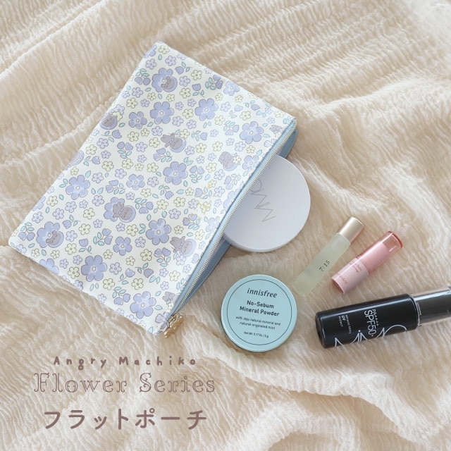フラットポーチ アングリーマチコフラワー Angry Machiko Flower 真知子
