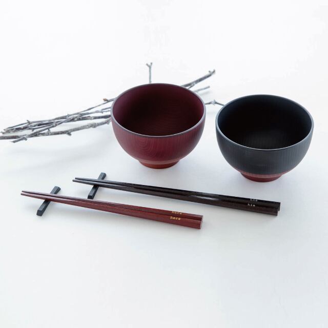 【完売】汁碗&夫婦箸ギフト his&hers ヒズアンドハーズ