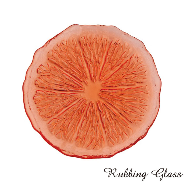 【完売】ガラスプレート オレンジ ピンク Rubbing Glass ラビングガラス