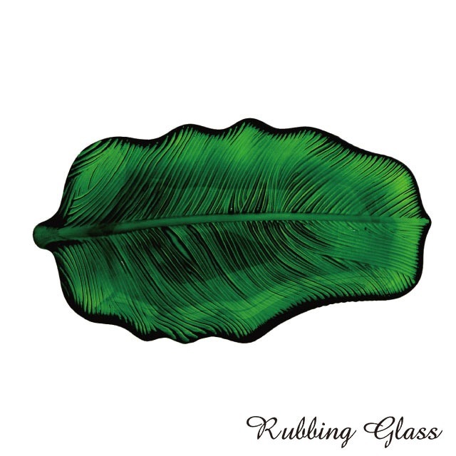 【完売】ガラスボウル バナナリーフ カーキ Rubbing Glass ラビングガラス