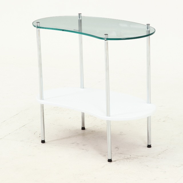 k536r122 石膏調コラムのサイドテーブル ガラストップ ホワイト