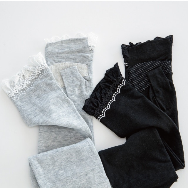 UVアームカバー ロング コットンレース刺繍