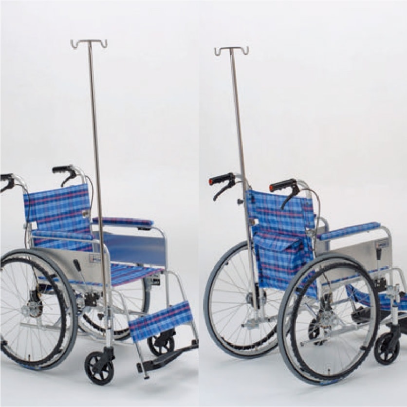 ステンレス製点滴棒・固定タイプ　ＭＳ－１３６ （ミキ製車椅子専用）.