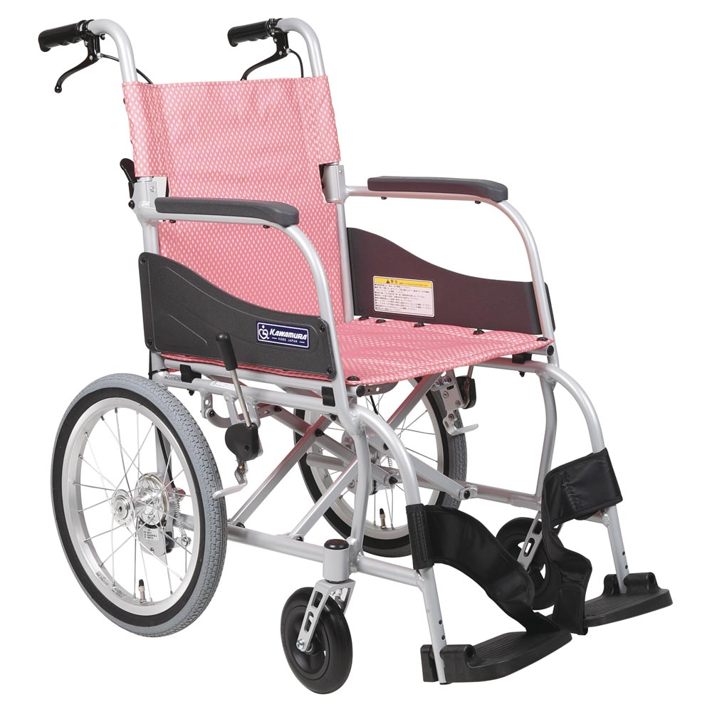 KAWAMURA KA-3 介助用車椅子 ベージュ・チェック柄 介助用車椅子ふわりす KF16-40SB 背折れ式・介助ブレーキ付き