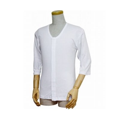 紳士 前開きシャツ（ワンタッチテープ式） 七分袖