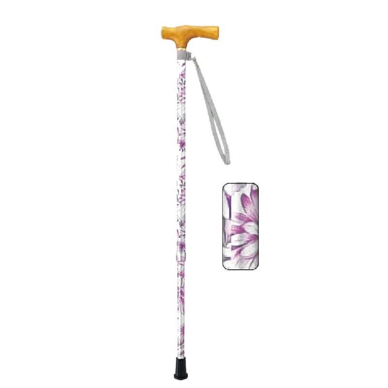 イタリア製　天然木×アクリルステッキ 天然木支柱・イタリア産レジン大曲手元 ｜ 杖・ステッキ,一本杖（伸縮