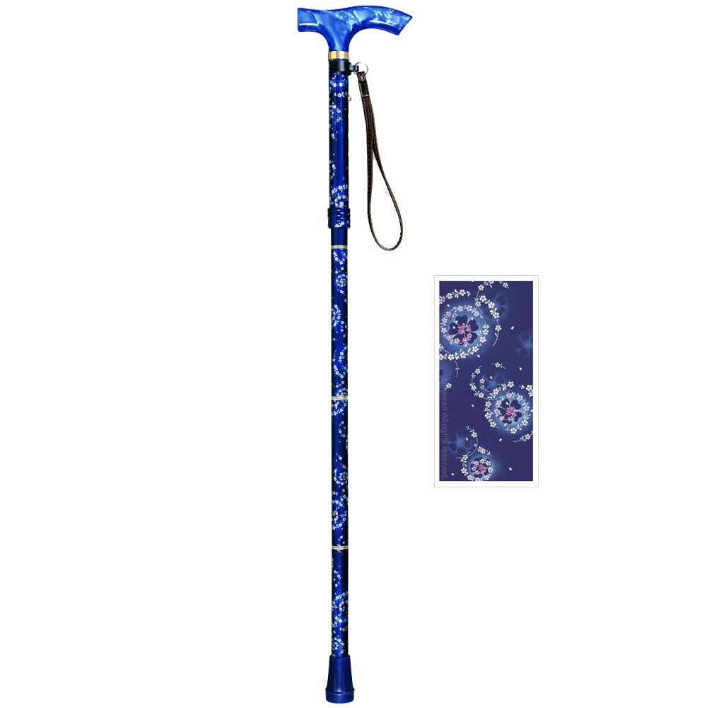 ささえ 京友禅『華火』雨にも負けず 4つ折伸縮ステッキ