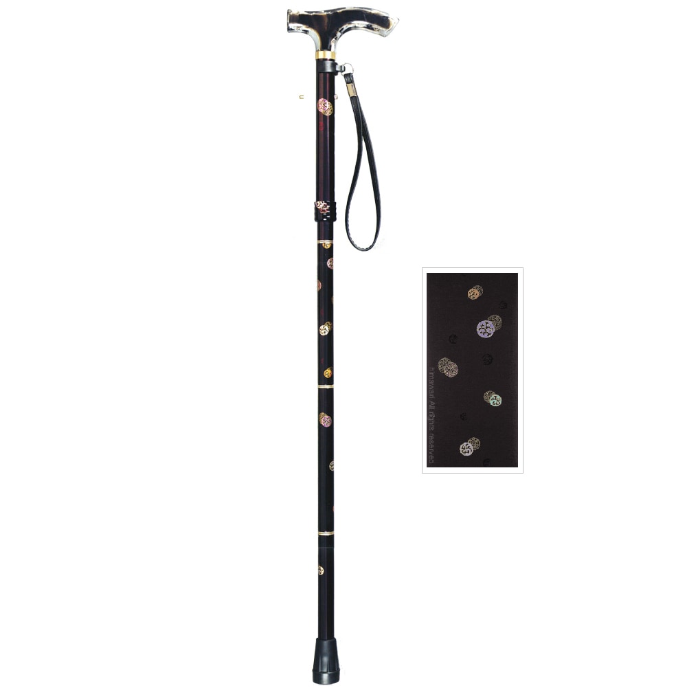 ささえ 京友禅『波丸』雨にも負けず 4つ折伸縮ステッキ