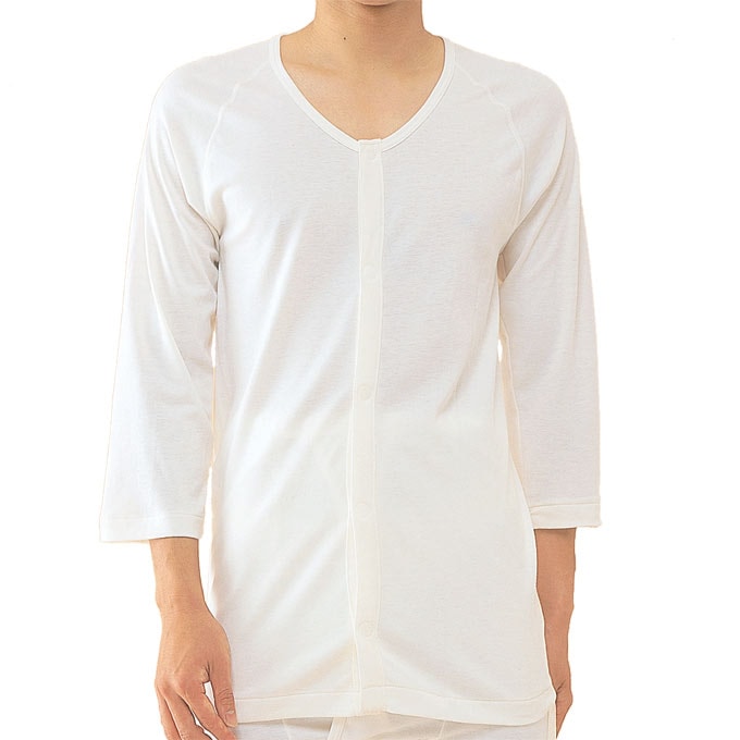 エジプト綿　前開き７分袖　紳士用