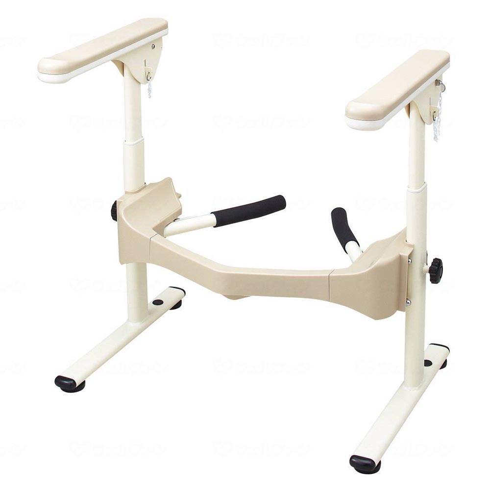 洋式トイレフレームＳＵＳ－はねあげＲ２（プラスチック肘掛け）