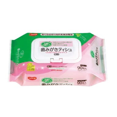 歯みがきティシュ　くち当たりおだやかタイプ９０枚　ケース