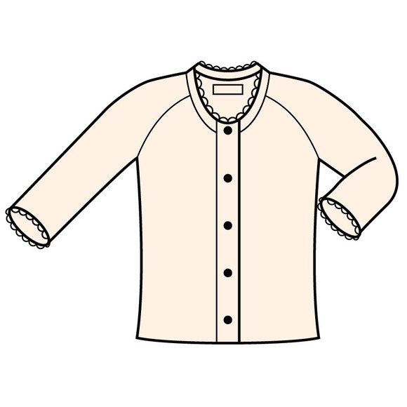 ＴｉｏＴｉｏ前開き７分袖（ラグラン袖）婦人用