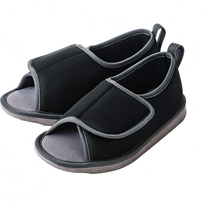 転倒予防シューズ 室内専用 つま先なし ブラック