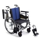 BAL-R5 自走型車椅子 モジュール座面高 背折れ式 介助ブレーキ付 肘跳ね上げ スイングアウト ノーパンクタイヤ ブルー