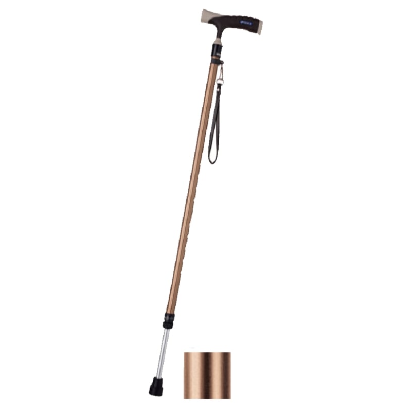 ソフトグリップ伸縮アルミ杖 スリム ブロンズ ｜ 杖・ステッキ,伸縮杖