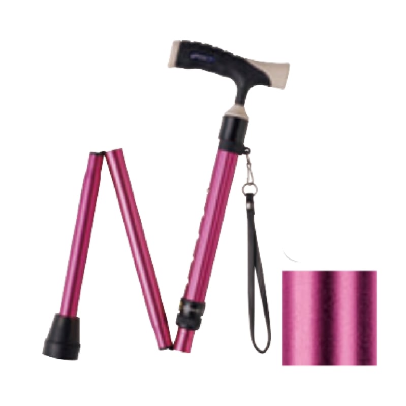 ソフトグリップ伸縮折りたたみアルミ杖 ピンク ｜ 杖・ステッキ