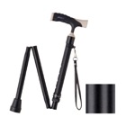 ソフトグリップ伸縮折りたたみアルミ杖 ブラック