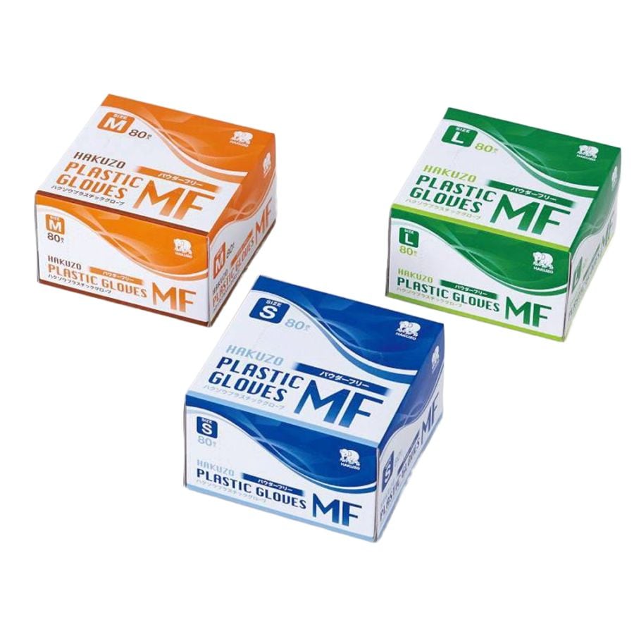 ハクゾウプラスチックグローブ MF パウダーフリー 80枚 ケース