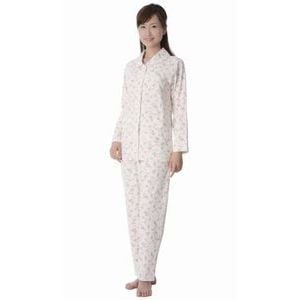 超売れ筋】婦人らくらくパジャマ・スムース 花柄 ピンク ｜ 介護衣類