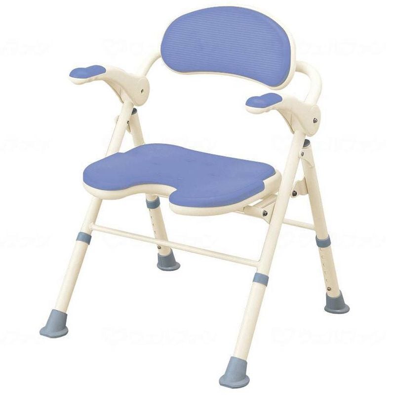 介護椅子　安寿 コンパクト折りたたみシャワーベンチ IC 背付タイプ ブルー 折りたたみだから収納に便利 安寿 コンパクト 折りたたみシャワー