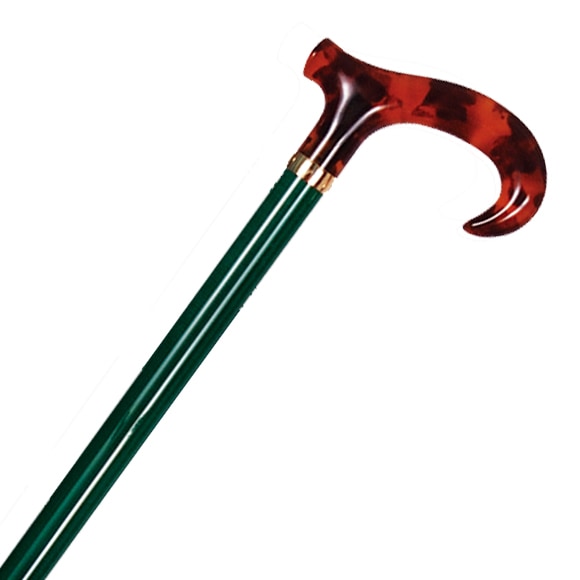 超軽量カーボン折り畳みステッキ ダービーべっ甲手元 （小） 緑