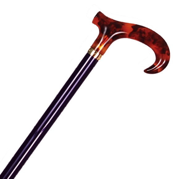 超軽量カーボン折り畳みステッキ ダービーべっ甲手元 （小） 紫