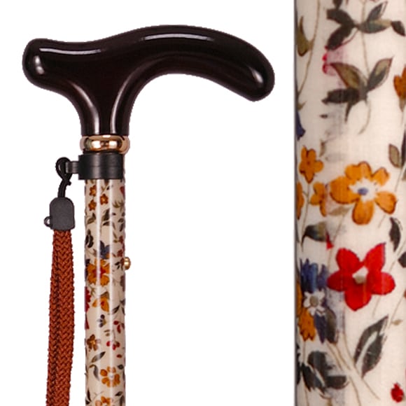 アルミ折り畳み長さ調節式ステッキ 布巻き仕上げ ベージュ