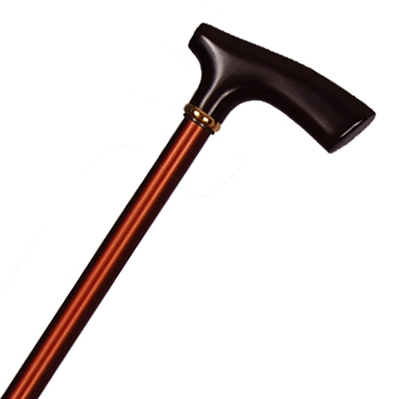 アルミ製・カラー折り畳みステッキ（楓L型手元・小）茶