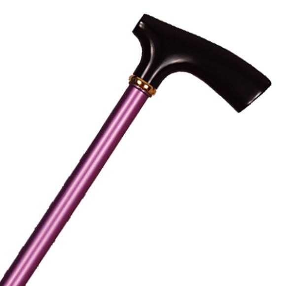 アルミ製・カラー折り畳みステッキ（楓L型手元・小）紫
