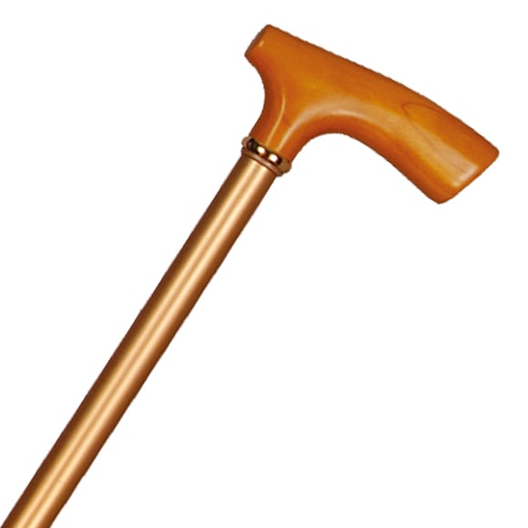 アルミ製・カラー折り畳みステッキ（楓L型手元・小）黄