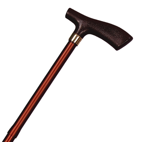 アルミ製・折り畳みステッキL型 茶