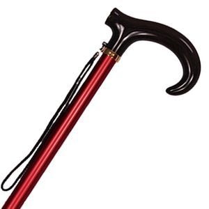 アルミ製・長さ調節付きステッキ（房付）赤 ｜ 杖・ステッキ,伸縮杖