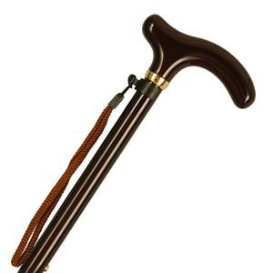 アルミ製・長さ調節付きステッキ 塗装仕上げ（房付）茶 ｜ 杖