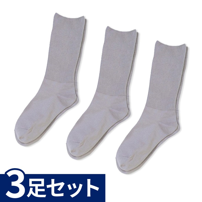【サマーセール10%OFF】婦人ふくらはぎ楽らくソックス 綿混 3足セット ミドルグレー