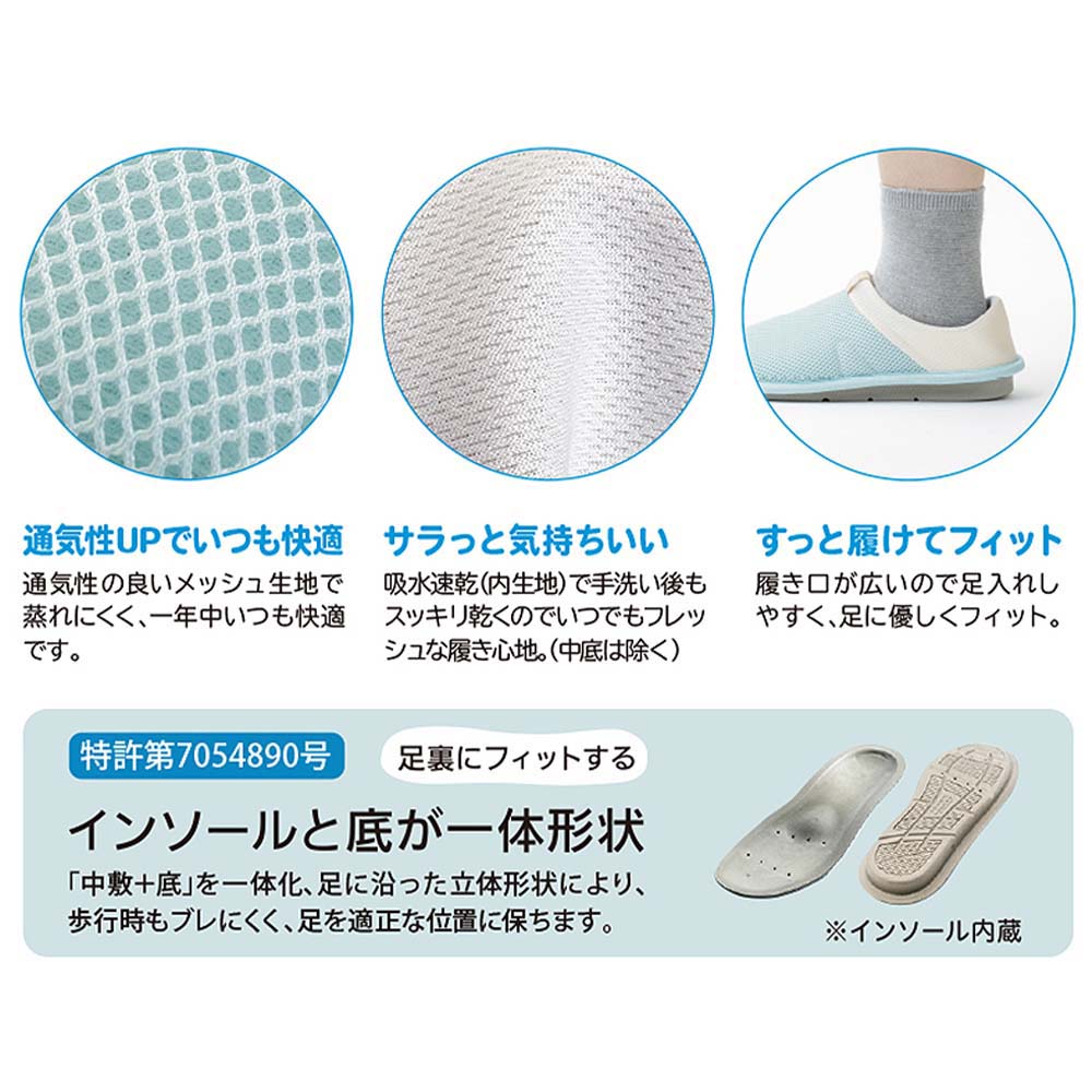 【母の日クーポン対象】【あゆみ】2248 SUTTOfresh - スットフレッシュ スカイグレー 片足（3E相当）