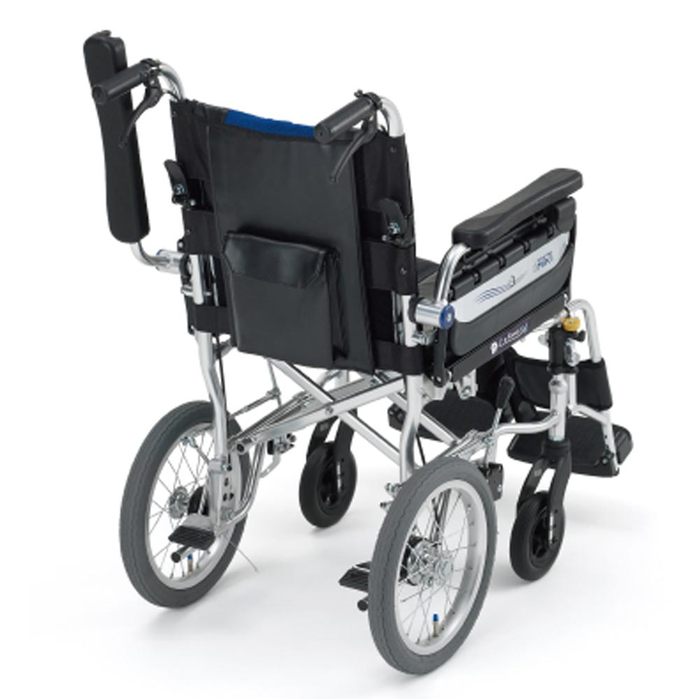 介助用横乗り車椅子ラクーネ3 エアータイヤ仕様・肘跳ね上げ・足台