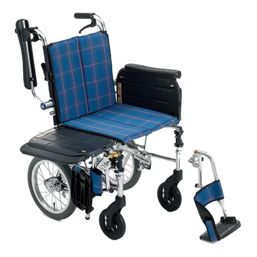 介助用横乗り車椅子ラクーネ3 エアータイヤ仕様・肘跳ね上げ・足台