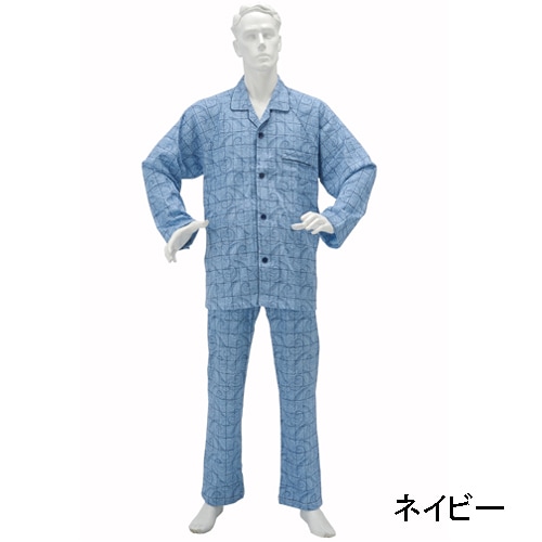 紳士らくらくパジャマ・スムース ペーズリー柄 ネイビー