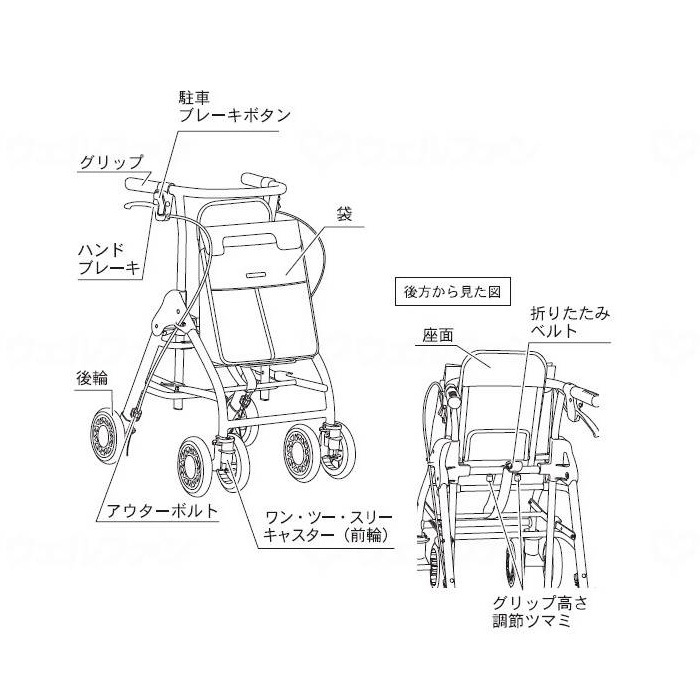 テイコブ リトル スリム ネイビー ｜ シルバーカー・歩行器,歩行