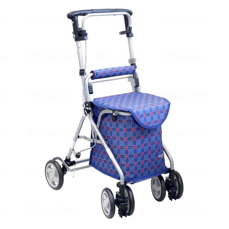 【超売れ筋】リズムRWC 二筋格子ブルー シルバーカー 島製作所